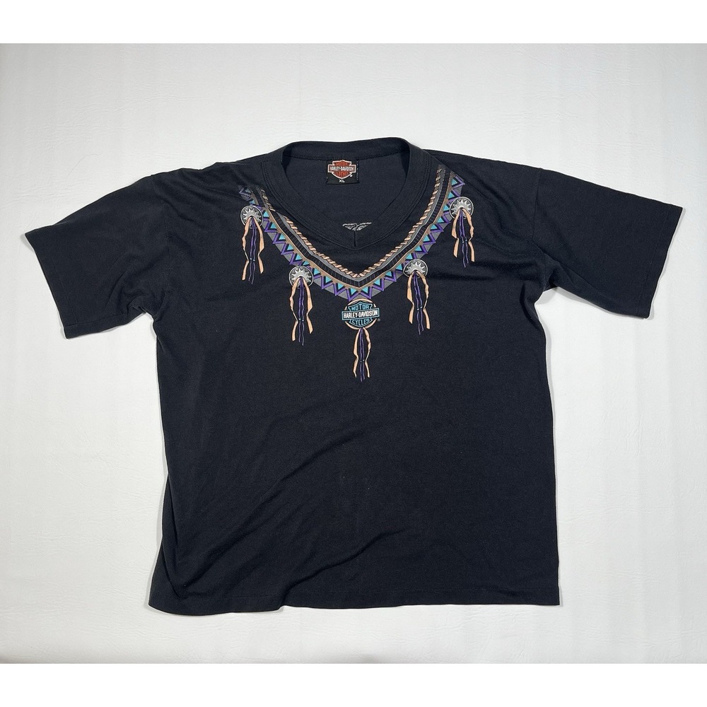 VTG Harley Davidson Concho T Shirt Womens XL 90s V Neck Single Stitch